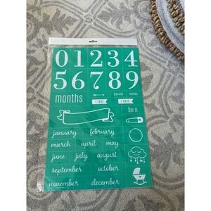 Chalk Couture Baby Milestone Reusable Silk Screen Transfer Stencil Teal Green